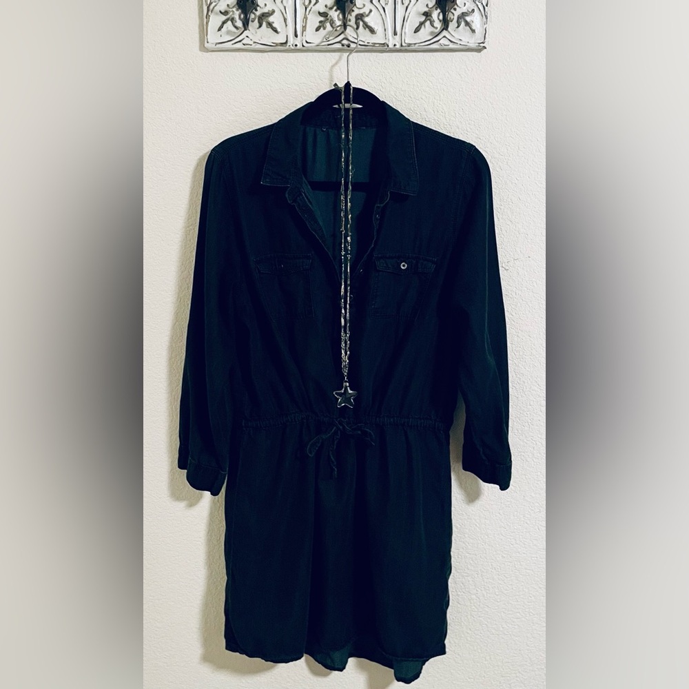 Denim Dress Dark Techno Y2K Grunge Brunch Mod Goth Festival Rave Rodeo Black L